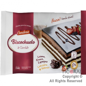 BIZCOCHUELO RECTANGULAR 3 CAPAS CHOCOLATE 750 GR CONDESA x 1